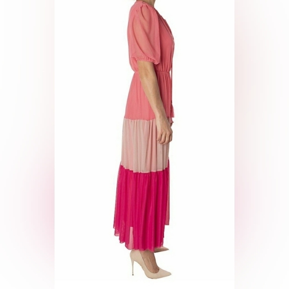 92- Taylor Women's Maxi Dress Tie Neck Soft Pink Blush Size 4 NWT - Picture 3 of 11